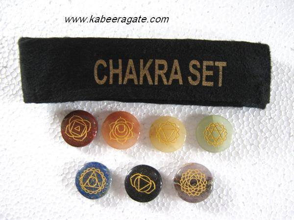 Engraved Chakra Disc Set with Valvet Purse